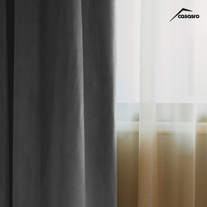 Set of 2 curtains, 140x245cm, Lux Velvet 335gr/sqm, Gray Set of 2 curtains, 140x245cm, Lux Velvet 335gr/sqm, Gray