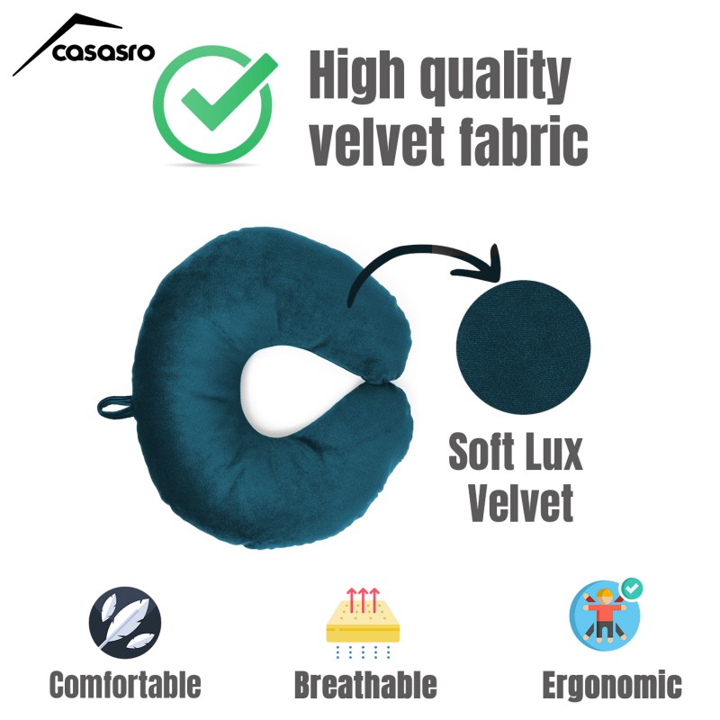 Travel pillow, Velvet, Blue, 33x33cm Travel pillow, Velvet, Blue, 33x33cm