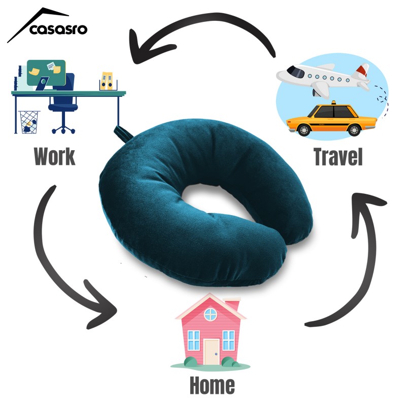 Travel pillow, Velvet, Blue, 33x33cm Travel pillow, Velvet, Blue, 33x33cm