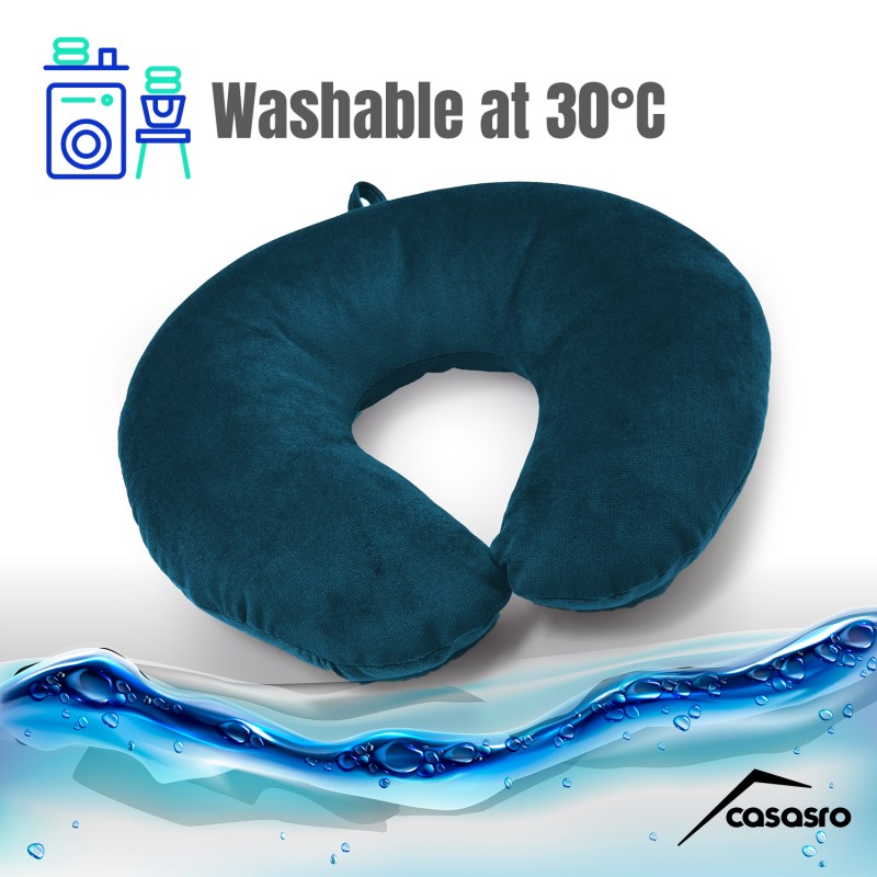 Travel pillow, Velvet, Blue, 33x33cm Travel pillow, Velvet, Blue, 33x33cm