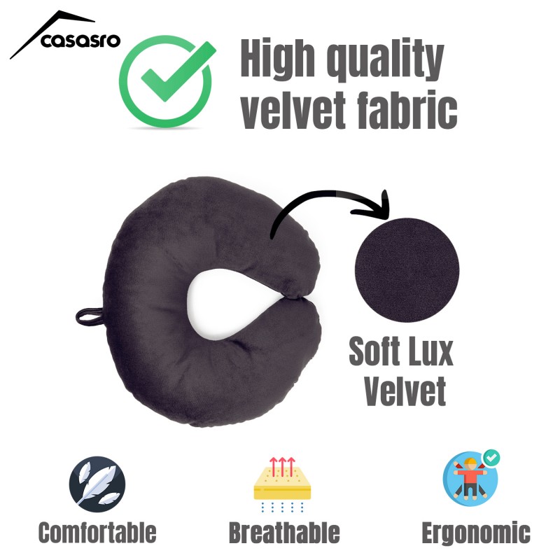 Travel pillow, Velvet, Anthracite, 33x33cm Travel pillow, Velvet, Anthracite, 33x33cm