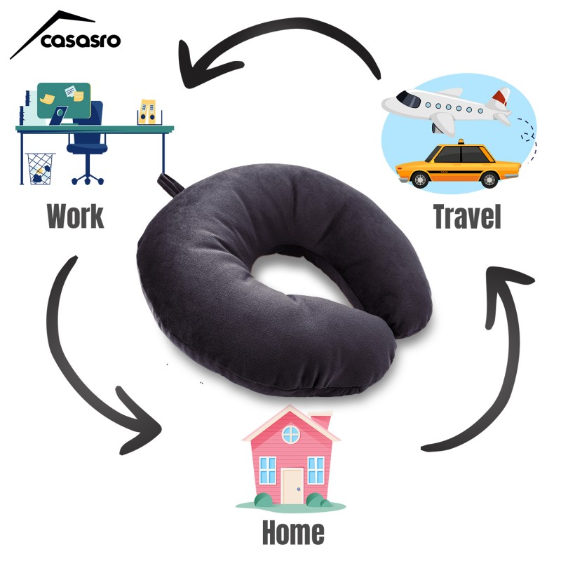 Travel pillow, Velvet, Anthracite, 33x33cm Travel pillow, Velvet, Anthracite, 33x33cm