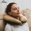 Travel pillow, Velvet, Beige, 33x33cm Travel pillow, Velvet, Beige, 33x33cm