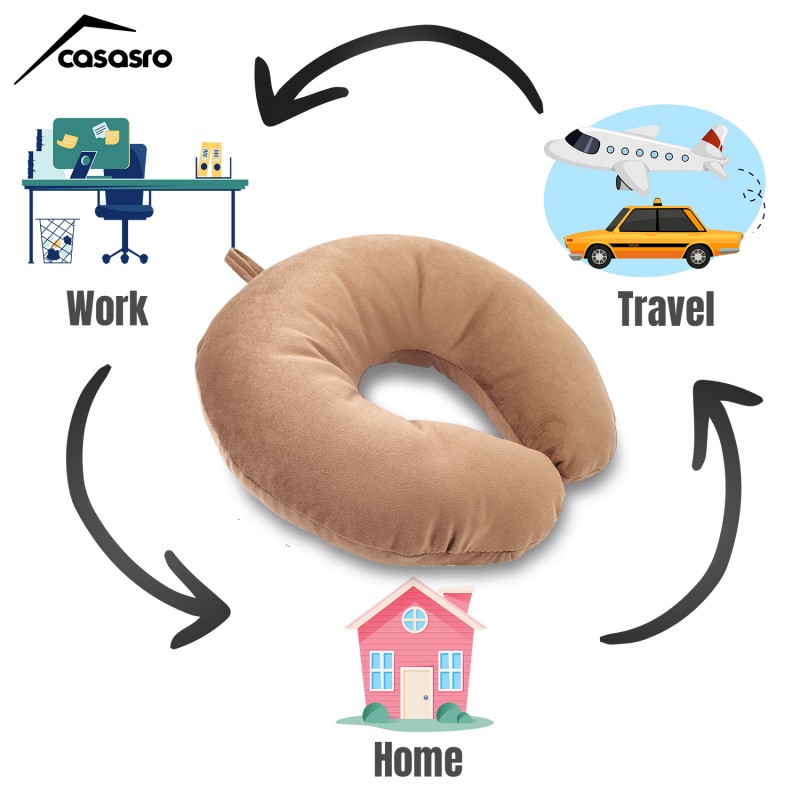 Travel pillow, Velvet, Beige, 33x33cm Travel pillow, Velvet, Beige, 33x33cm