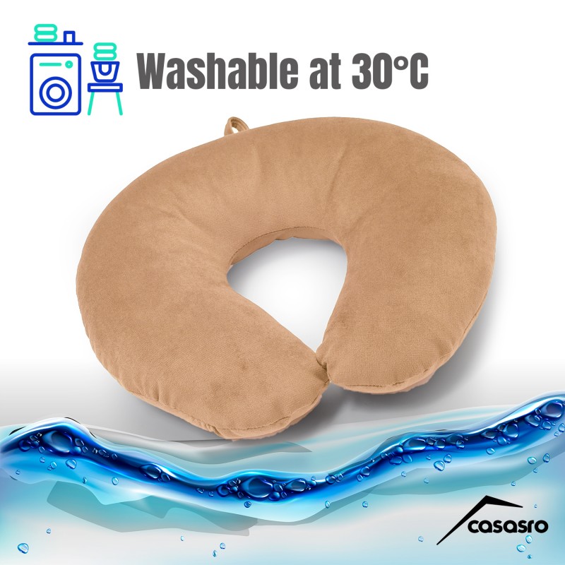 Travel pillow, Velvet, Beige, 33x33cm Travel pillow, Velvet, Beige, 33x33cm