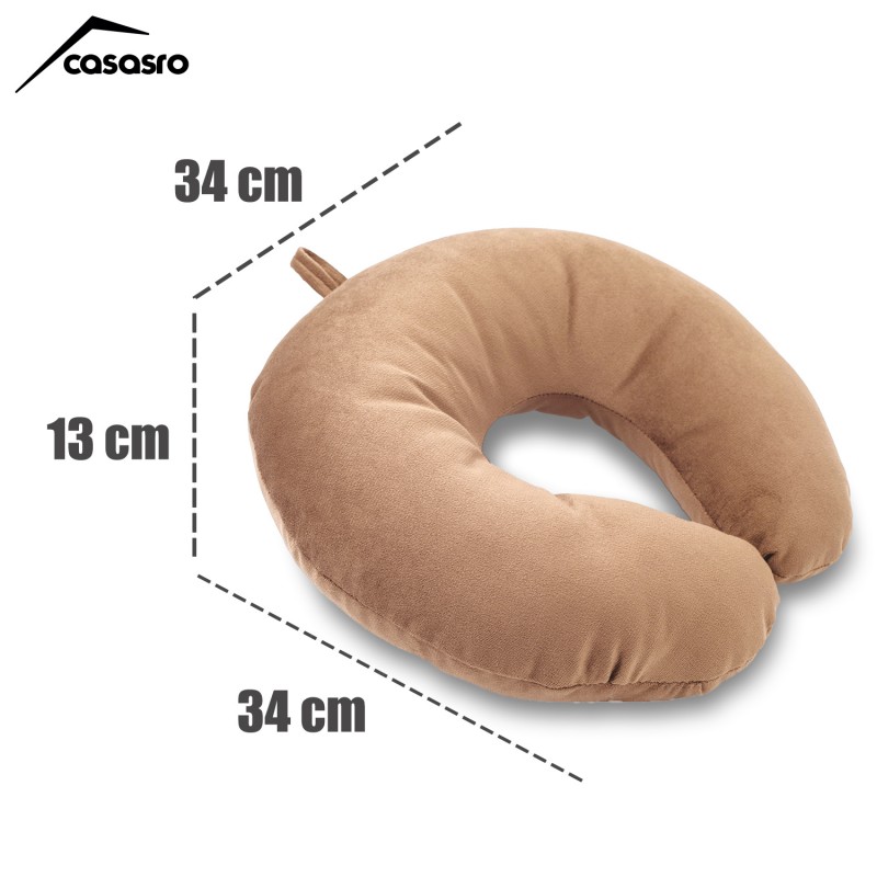 Travel pillow, Velvet, Beige, 33x33cm Travel pillow, Velvet, Beige, 33x33cm