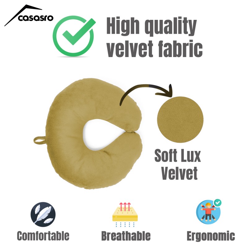 Travel pillow, Velvet, Yellow, 33x33cm Travel pillow, Velvet, Yellow, 33x33cm
