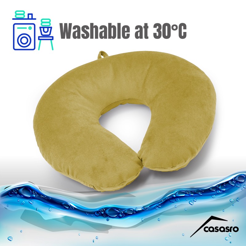 Travel pillow, Velvet, Yellow, 33x33cm Travel pillow, Velvet, Yellow, 33x33cm