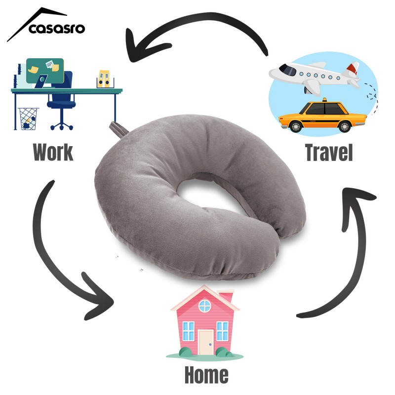 Travel pillow, Velvet, Gray, 33x33cm Travel pillow, Velvet, Gray, 33x33cm