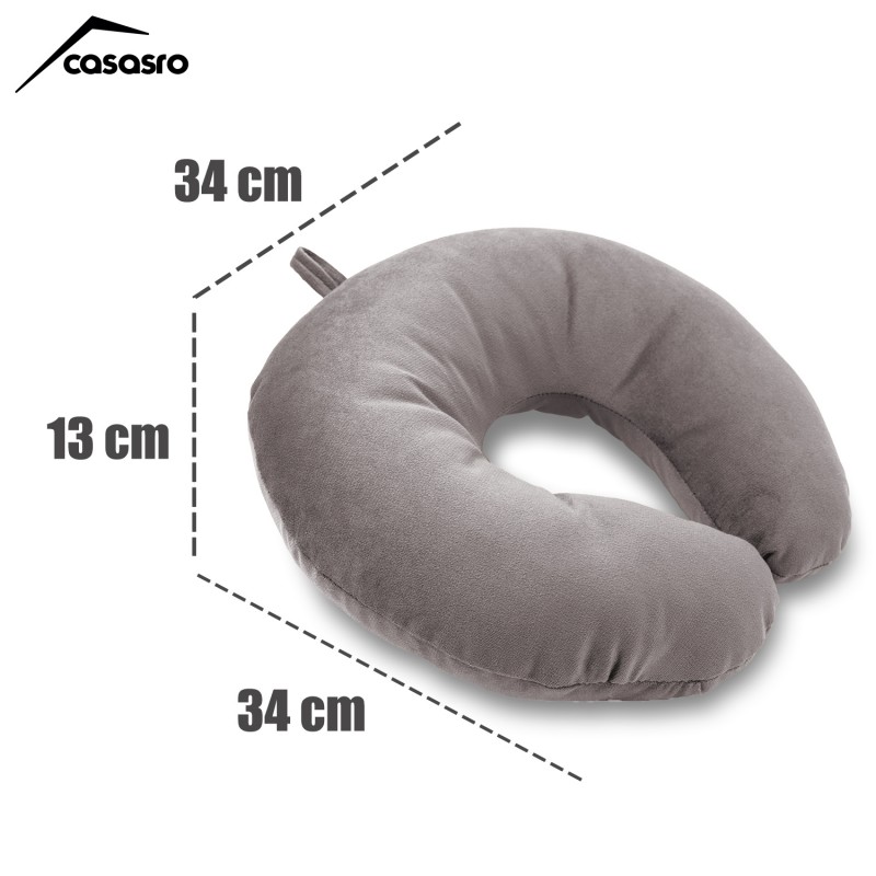 Travel pillow, Velvet, Gray, 33x33cm Travel pillow, Velvet, Gray, 33x33cm