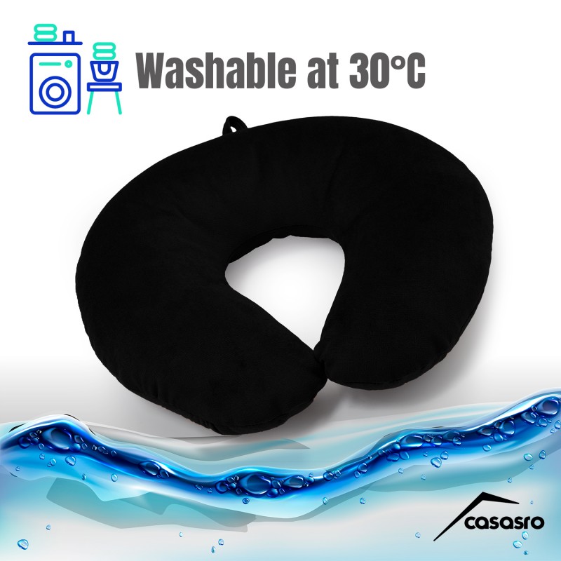 Travel pillow, Velvet, Black, 33x33cm Travel pillow, Velvet, Black, 33x33cm
