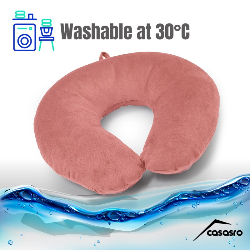 Travel pillow, Velvet, Pink, 33x33cm Travel pillow, Velvet, Pink, 33x33cm