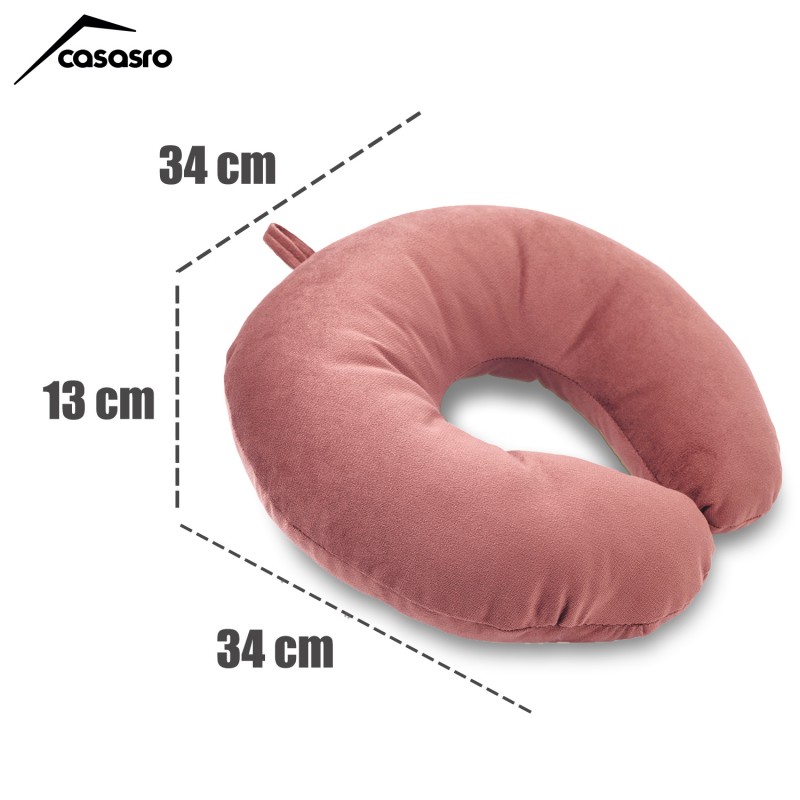 Travel pillow, Velvet, Pink, 33x33cm Travel pillow, Velvet, Pink, 33x33cm