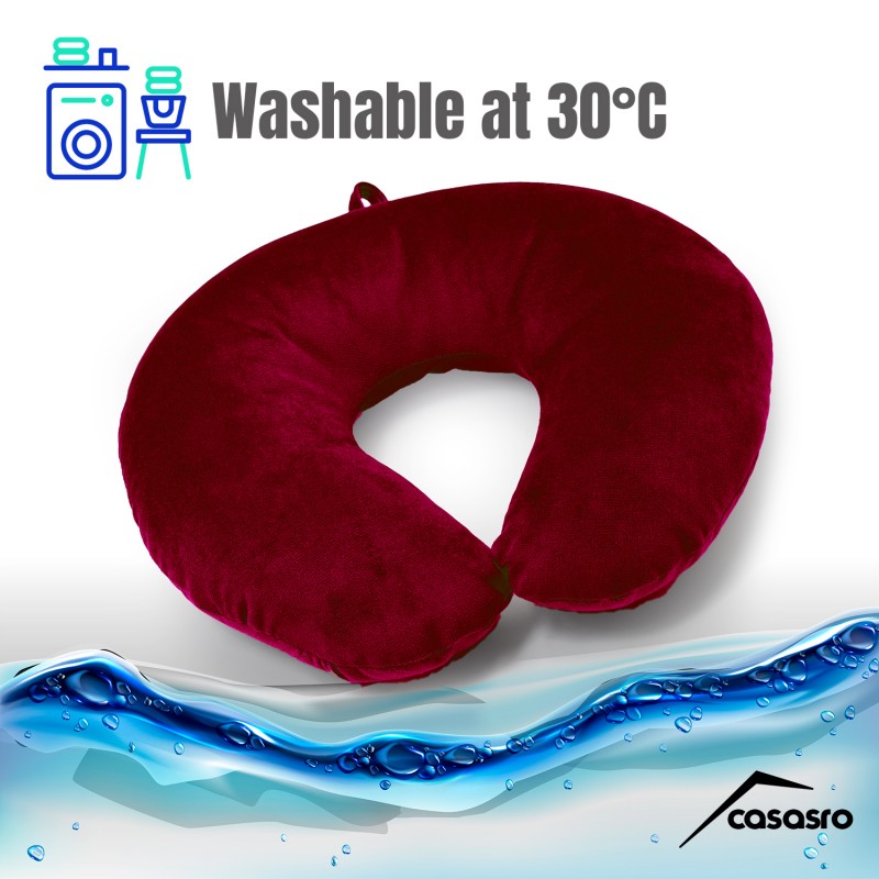 Travel pillow, Velvet, Burgundy, 33x33cm Travel pillow, Velvet, Burgundy, 33x33cm