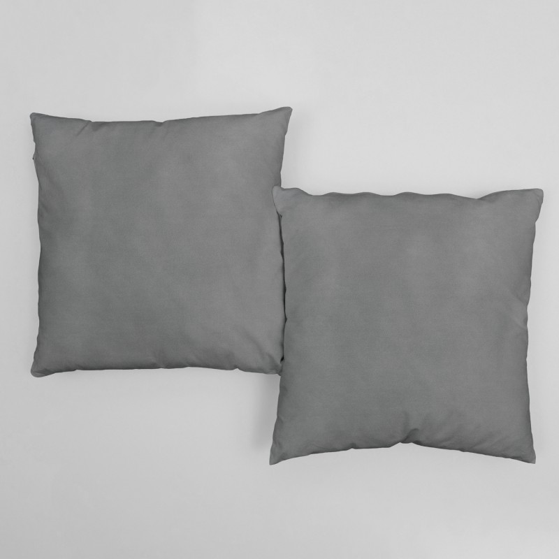 Set of 2 Decorative Pillows, Lux Velvet, Gray, 45x45 cm