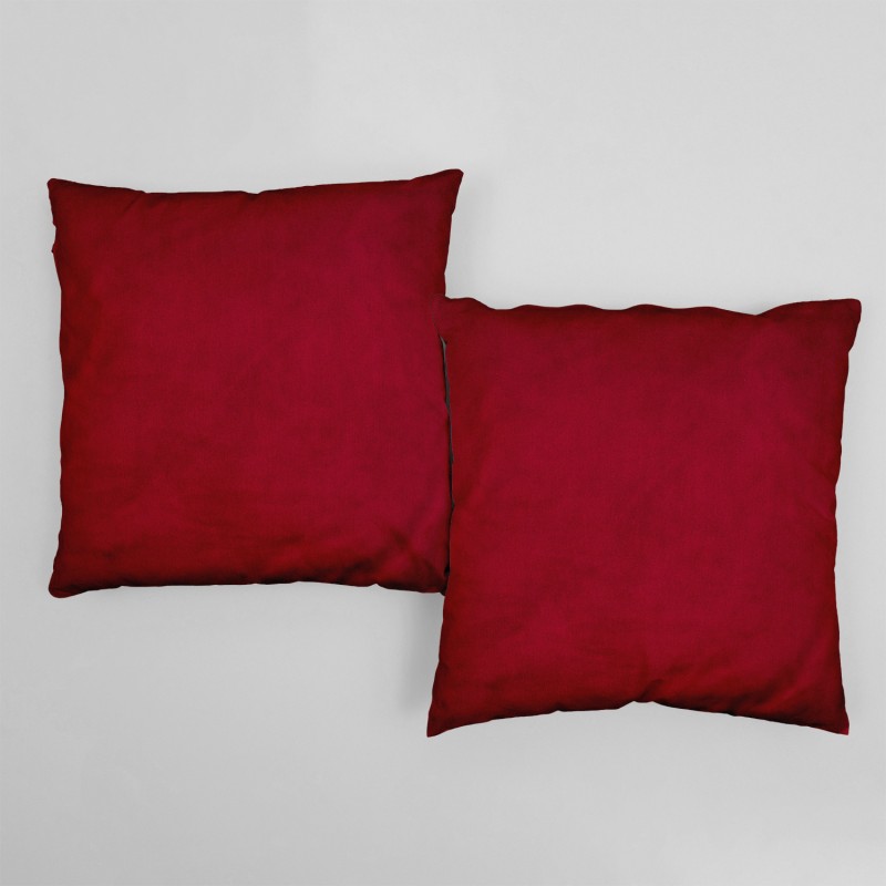 Set of 2 Decorative Pillows, Lux Velvet, Burgundy, 45x45 cm