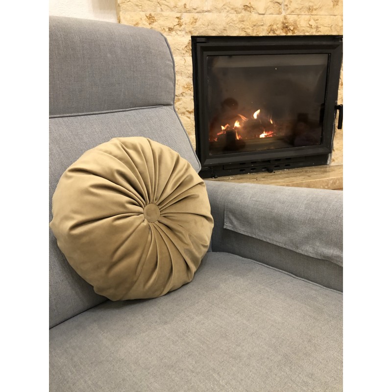 Perna Decorativa, Rotunda, Catifea Lux, Auriu , 38cm