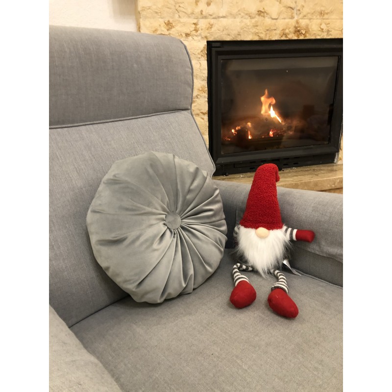 Perna Decorativa, Rotunda, Catifea Lux, Gri, 38cm