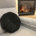 Perna Decorativa, Rotunda, Catifea Lux, Negru, 38cm