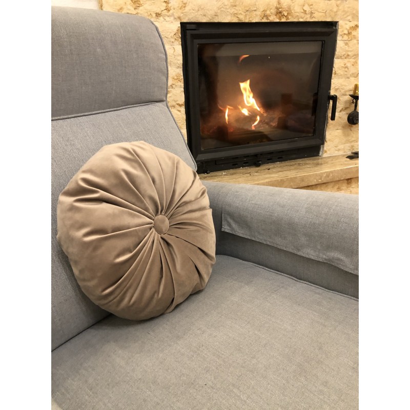 Decorative pillow, Round, Lux Velvet, Cappuccino, 38cm