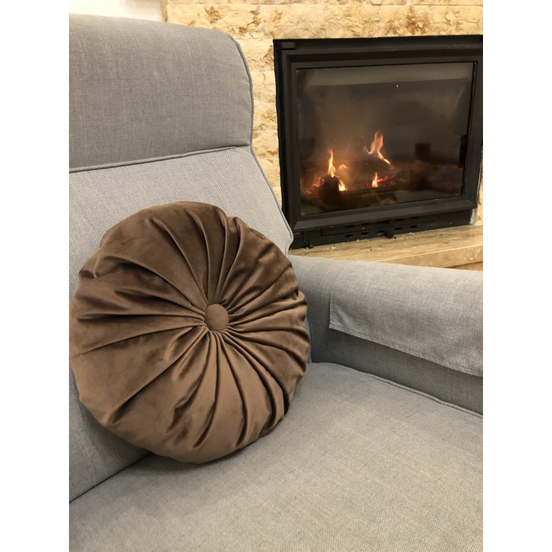 Perna Decorativa, Rotunda, Catifea Lux, Maro , 38cm
