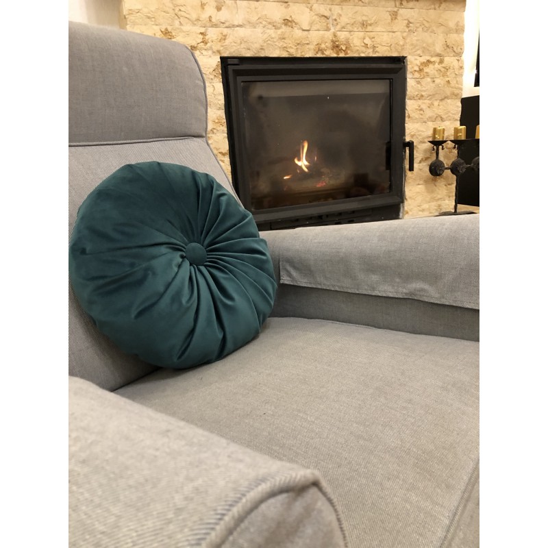 Decorative pillow, Round, Lux Velvet, Green, 38cm