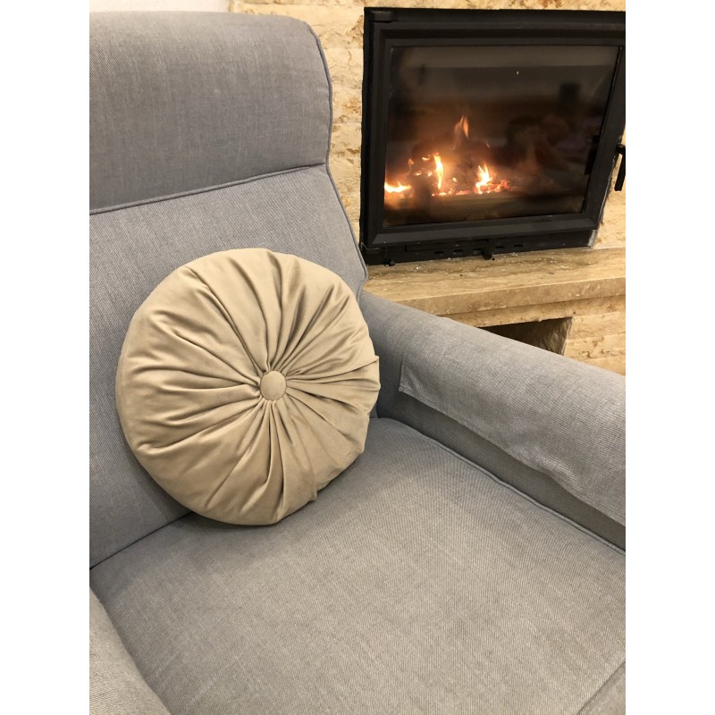 Perna Decorativa, Rotunda, Catifea Lux, Crem, 38cm