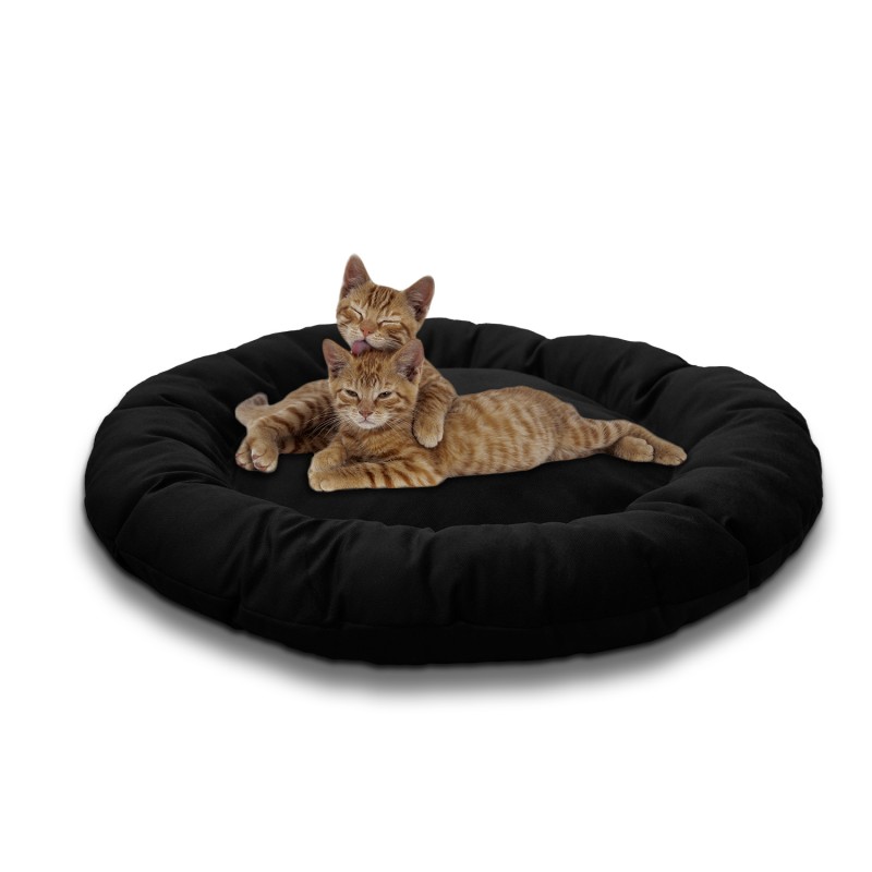 Pet Pillow, Velvet, Round, Black, 65cm