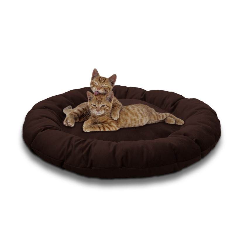Pat pentru animale din catifea Lux, Rotunda, Maro, 65x50x15cm