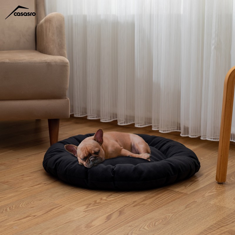 Pat pentru animale din catifea Lux, Rotunda, Maro, 65x50x15cm
