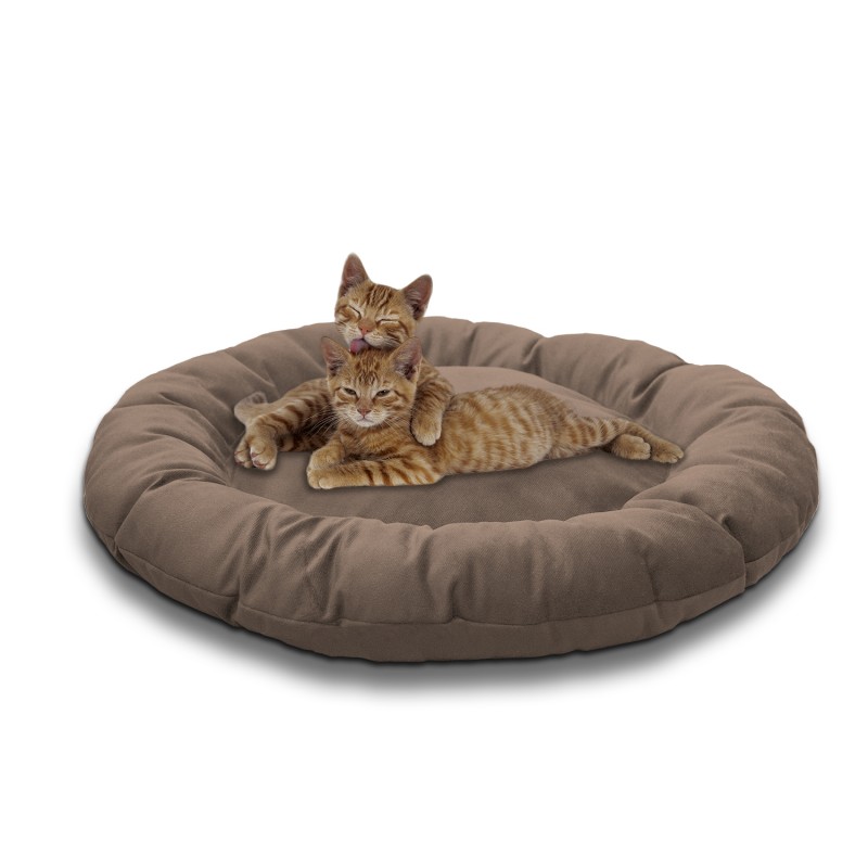 Pat pentru animale din catifea Lux, Rotunda, Bej, 65cm