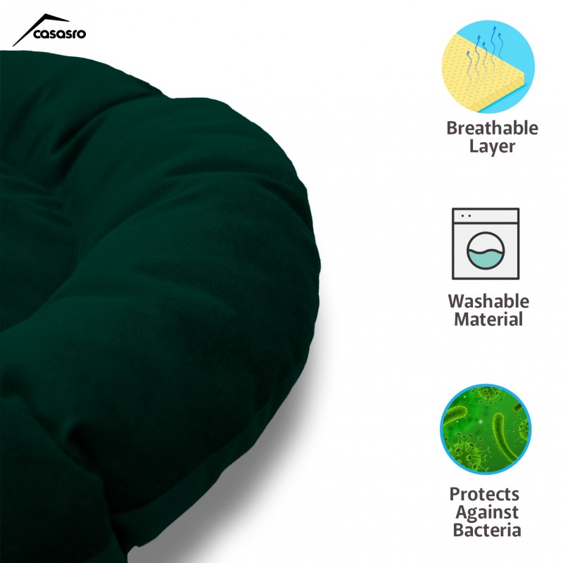 Pet Pillow, Velvet, Round, Green, 65cm
