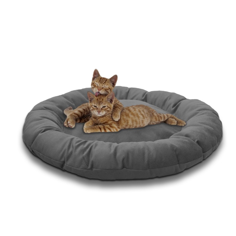 Pet Pillow, Velvet, Round, Gray, 65cm