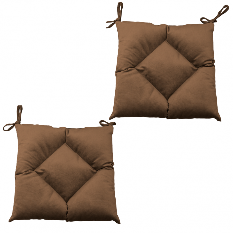 Set of 2 Seat Cushions, Gold, 40x40cm, Luxury Velvet