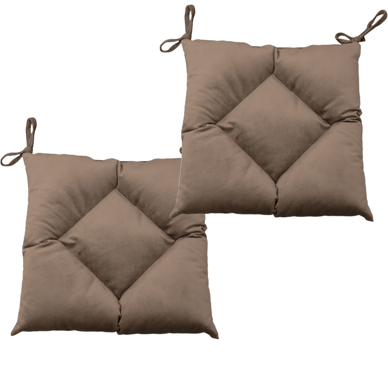 Set of 2 Seat Cushions, Beige, 40x40cm, Luxury Velvet