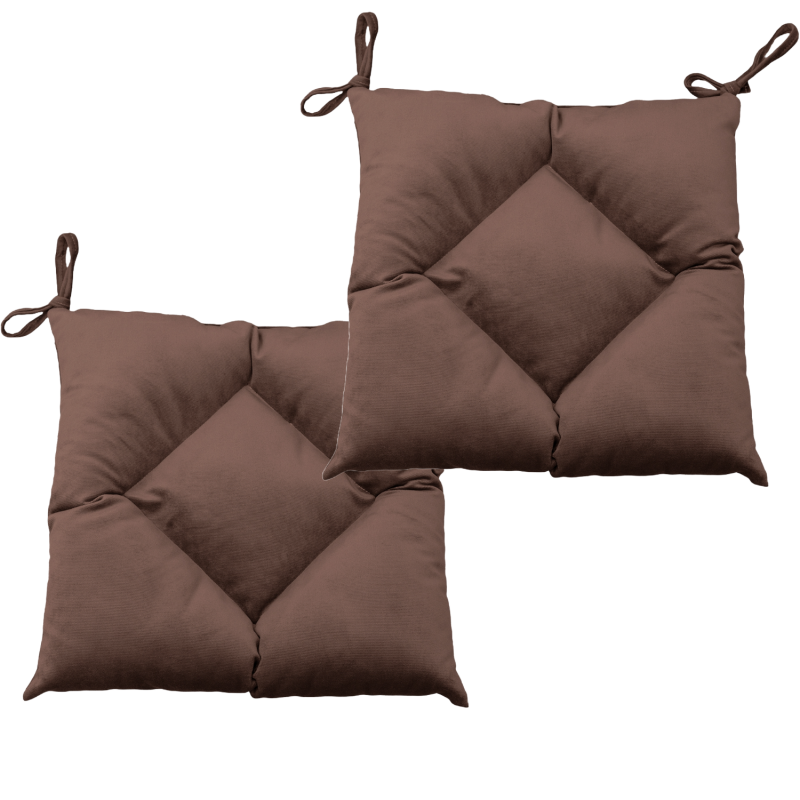 Set of 2 Seat Cushions, Cappuccino, 40x40cm, Luxury Velvet