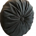 Perna Decorativa, Rotunda, Catifea Lux, Negru, 38cm