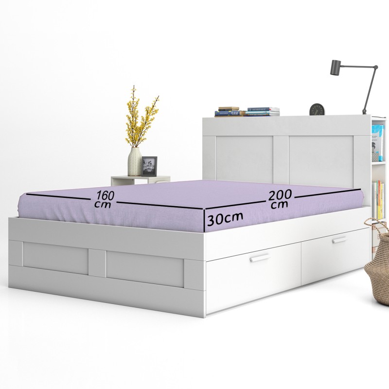 Bed sheet with elastic CASASRO, Cotton jersey, 160x200x30 cm, Lilac Bed sheet with elastic CASASRO, Cotton jersey, 160x200x30 cm, Lilac