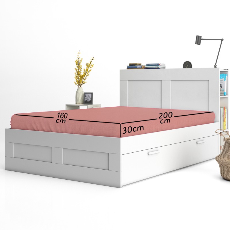 Bed sheet with elastic CASASRO, Cotton jersey, 160x200x30 cm, Pink Bed sheet with elastic CASASRO, Cotton jersey, 160x200x30 cm, Pink