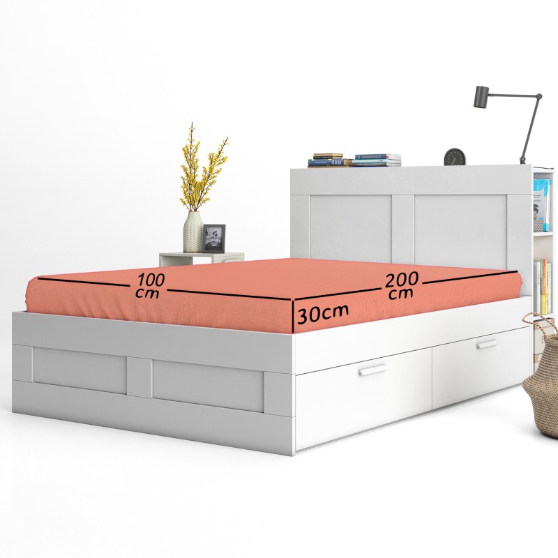 Bed sheet with elastic CASASRO, Cotton jersey, 100x200x30 cm, Salmon Bed sheet with elastic CASASRO, Cotton jersey, 100x200x30 cm, Salmon